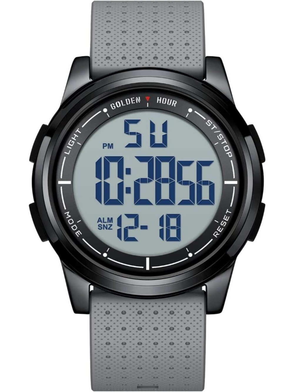 Men's Grey Rubber Strap Ultra-Thin Minimalist Sports Waterproof Digital Watch